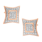 14K Rose Gold Plated .925 Sterling Silver 1/20 Cttw Diamond Accented 4-Stone Four Pointed Star Shaped Halo-Style Stud Earrings (H-I Color, I2-I3 Clarity)